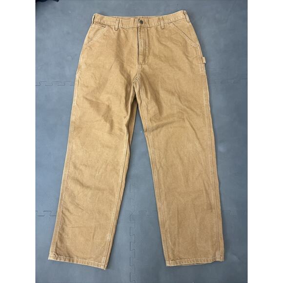 Carhartt Pants Mens Size 38X34 Loose Original Fit Duck Canvas Brown Carpenter FS - Picture 1 of 11